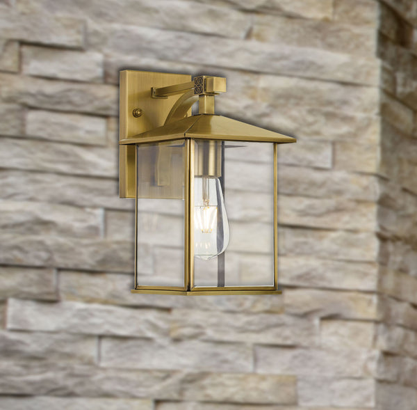 Telbix Coby 15 Solid Brass Exterior Wall Light Brass