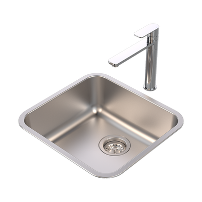 Caroma Luna Single Bowl Overmount and Undermount Sink Chrome