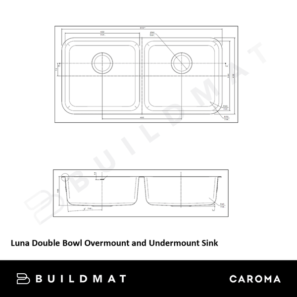 Caroma Luna Double Bowl Overmount and Undermount Sink