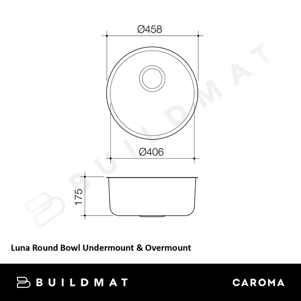 Caroma Luna Round Bowl Undermount & Overmount Chrome