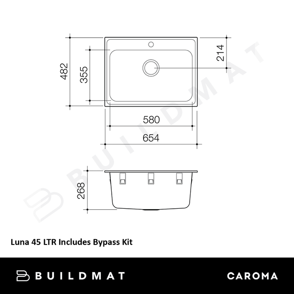 Caroma Luna 45 LTR Includes Bypass Kit
