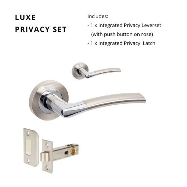 Zanda Luxe Integrated Privacy Lever Set Door Handle Brushed Nickel/ Chrome Plated