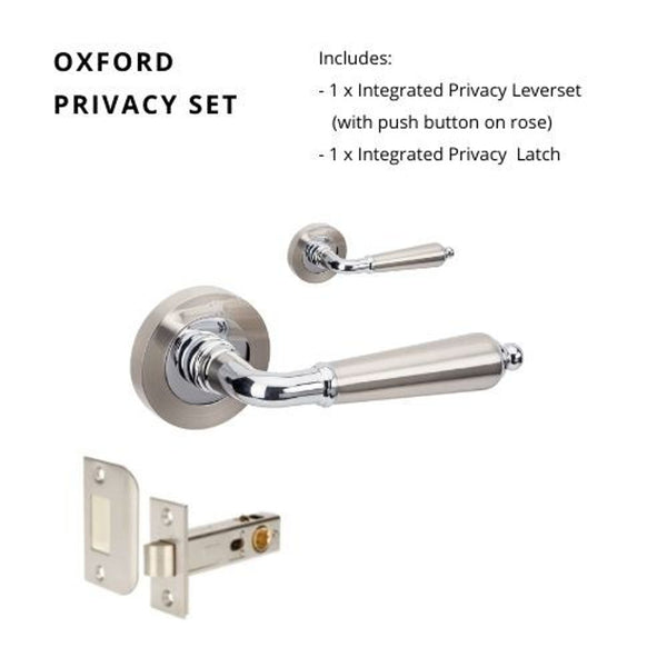 Zanda Oxford Integrated Privacy Lever Set Door Handle Brushed Nickel/Chrome Plated