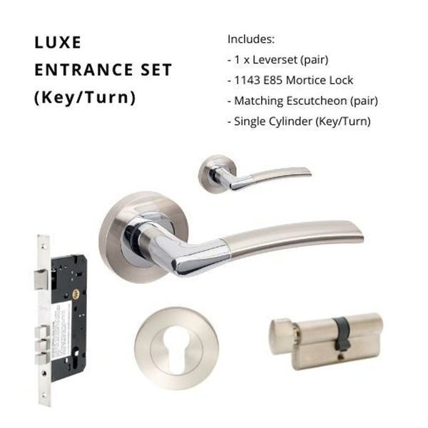Zanda Luxe Entrance Set Brushed Nickel/ Chrome Plated