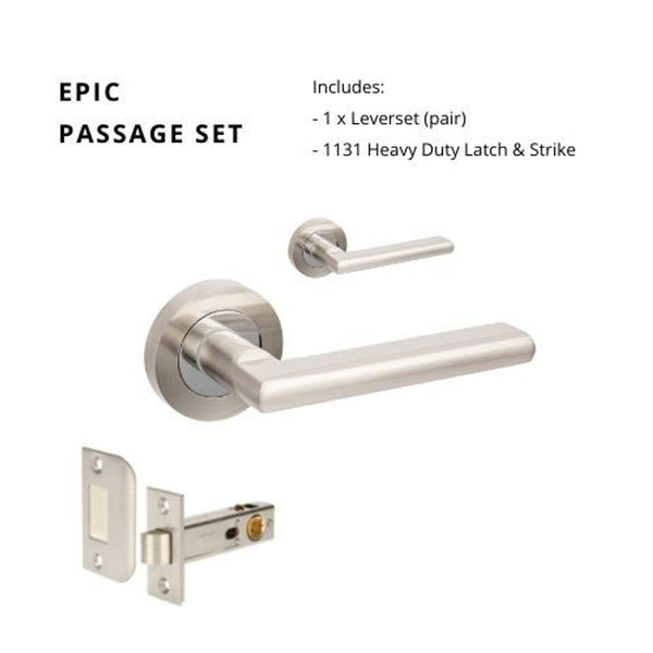 Zanda Epic Passage Lever Set Door Handle Brushed Nickel/ Chrome Plated