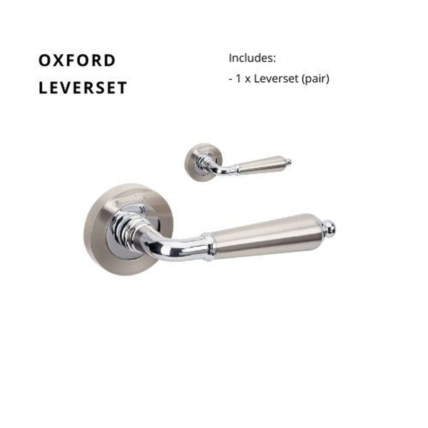 Zanda Oxford Lever Set Door Handle Only Brushed Nickel/ Chrome Plated