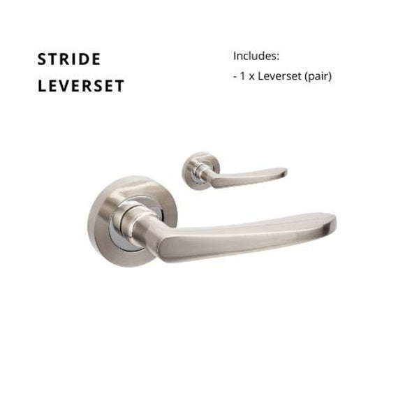 Zanda Stride Lever Set Door Handle Only Brushed Nickel/ Chrome Plated