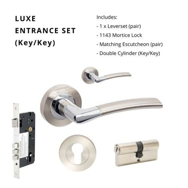 Zanda Luxe Entrance Set Brushed Nickel/ Chrome Plated