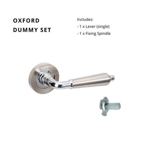 Zanda Oxford Dummy Lever Set Door Handle Brushed Nickel/Chrome Plated
