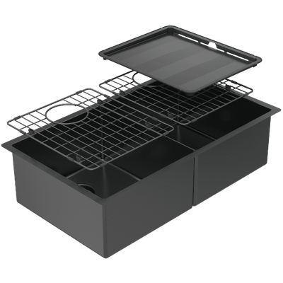 Abey Piazza Double Square Bowl Black Pearl