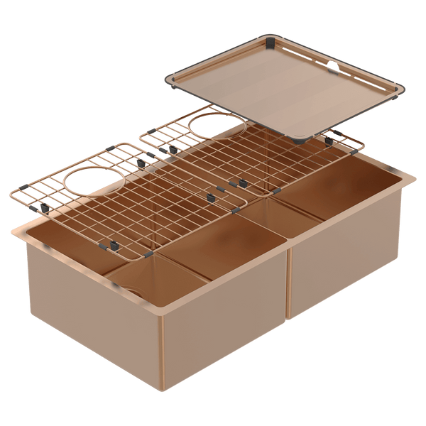 Abey Piazza Double Square Bowl Artisan Copper