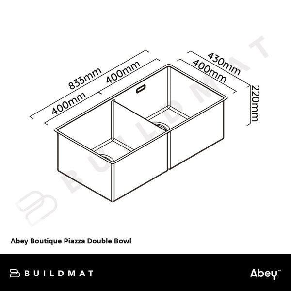 Abey Boutique Piazza Double Bowl Stainless Steel