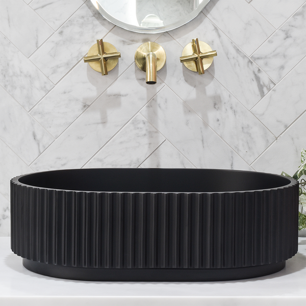 Keva Holly Matte Black Fluted Pill Basin