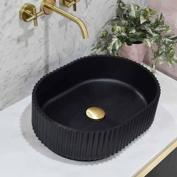 Keva Holly Matte Black Fluted Pill Basin