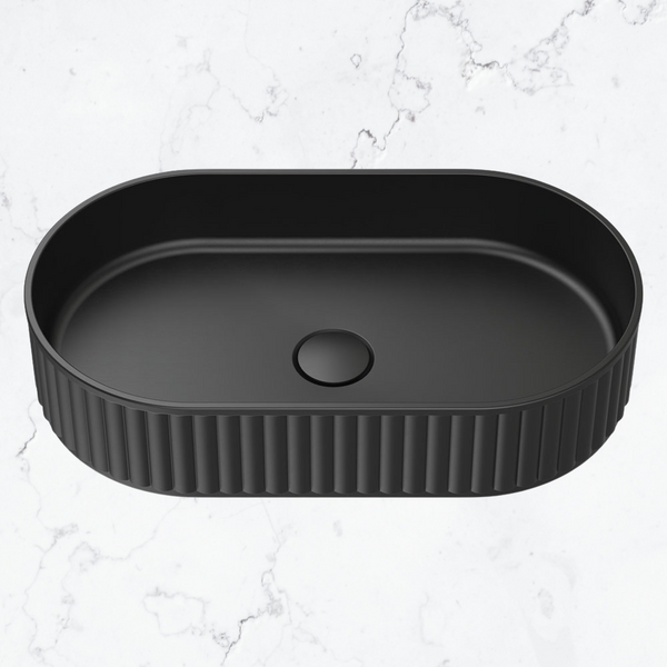 Fienza Minka Pill Solid Surface Above Counter Basin Matte Black