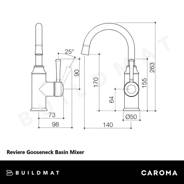 Caroma Riviere Gooseneck Basin Mixer Chrome