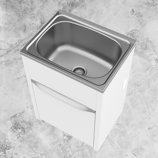 Caroma Eureka 45 Litre Standard Tub and Cabinet with Floor No Taphole Single By-Pass (Includes one flexible by-pass kit)