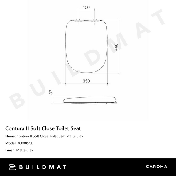Caroma Contura II Soft Close Toilet Seat Matte Clay