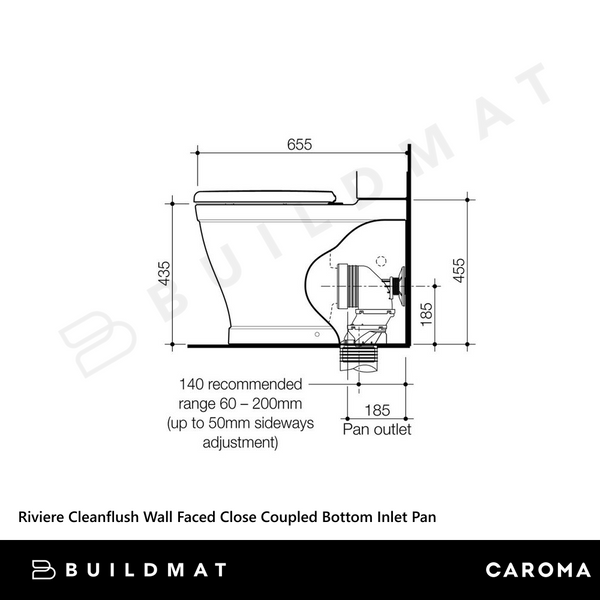 Caroma Riviere Cleanflush Wall Faced Close Coupled Bottom Inlet Pan Matte White