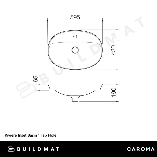 Caroma Riviere Inset Basin (1 Tap Hole) Matte White