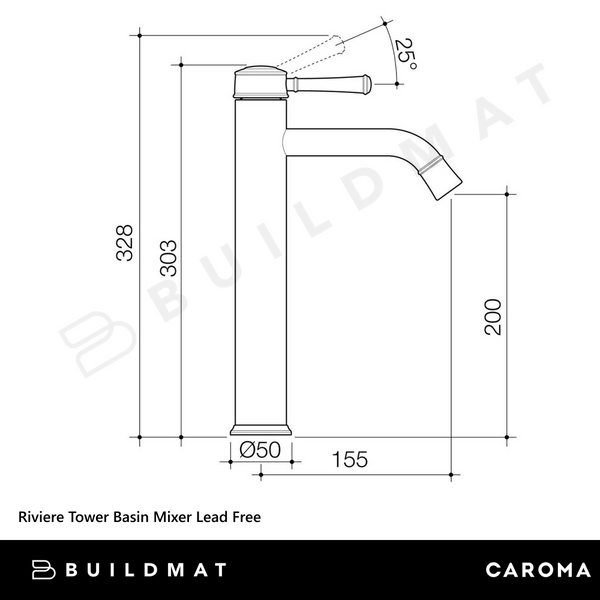Caroma Riviere Tower Basin Mixer Brushed Nickel Lead Free