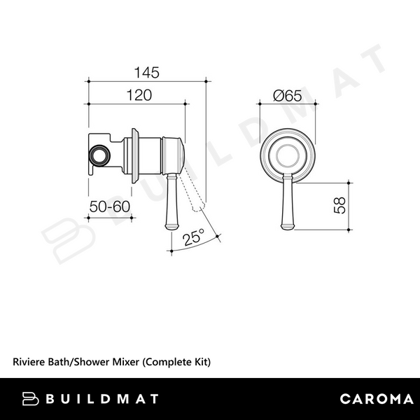 Caroma Riviere Bath/Shower Mixer (Complete Kit) Brushed Nickel