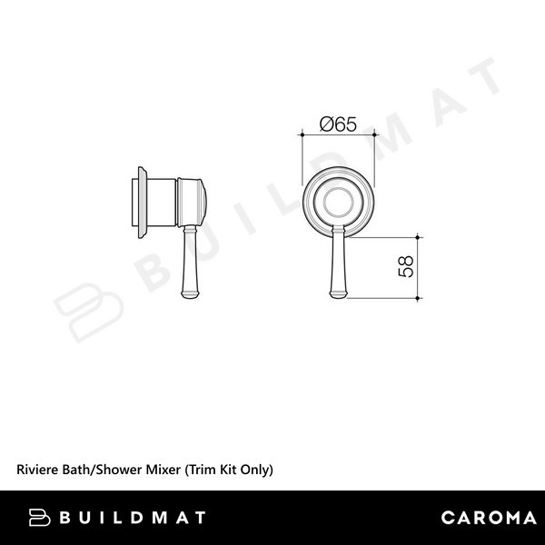 Caroma Riviere Bath/Shower Mixer (Trim Kit Only) Brushed Bronze