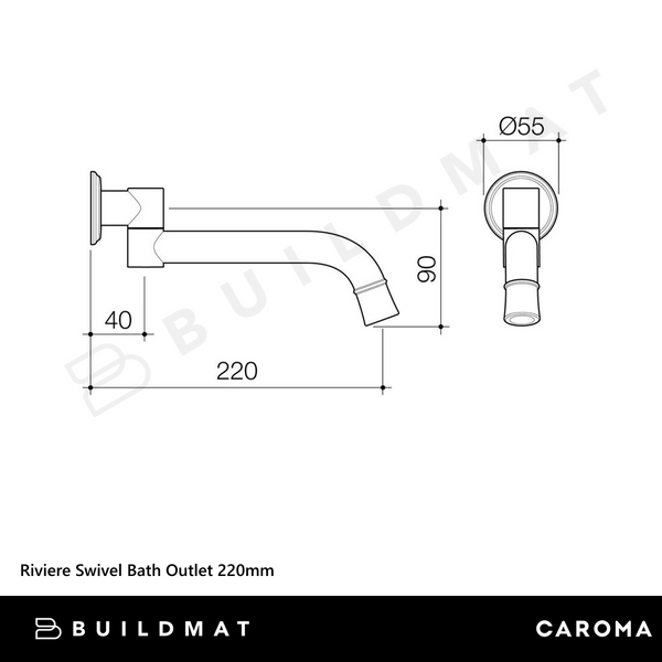 Caroma Riviere Swivel Bath Outlet 220mm Chrome