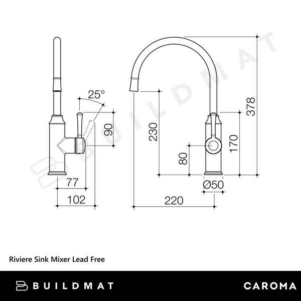 Caroma Riviere Sink Mixer Brushed Nickel Lead Free