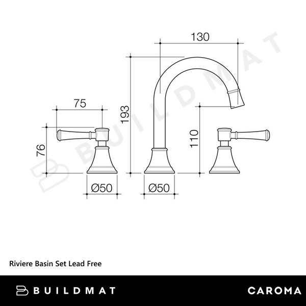 Caroma Riviere Basin Set Brushed Brass Lead Free