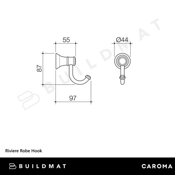 Caroma Riviere Robe Hook Brushed Nickel