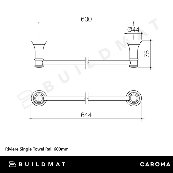 Caroma Riviere Single Towel Rail 600mm Brushed Bronze