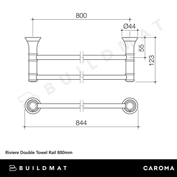 Caroma Riviere Double Towel Rail 800mm Chrome