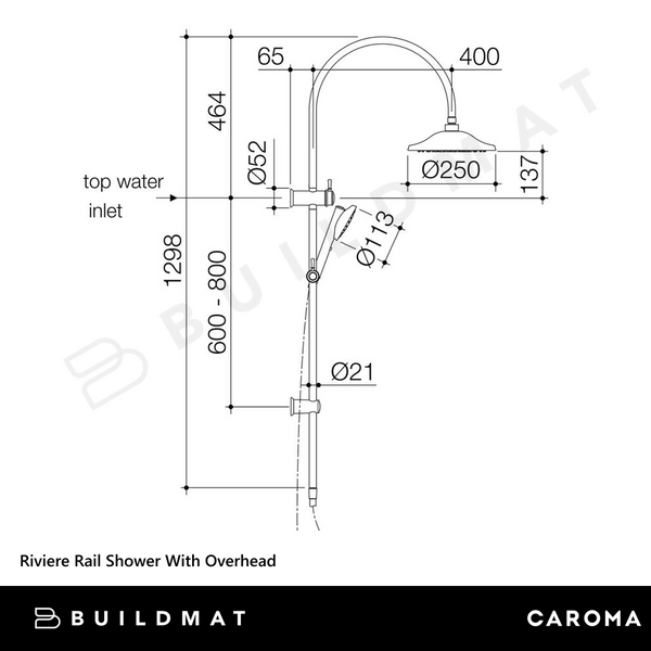 Caroma Riviere Rail Shower With Overhead Brushed Bronze
