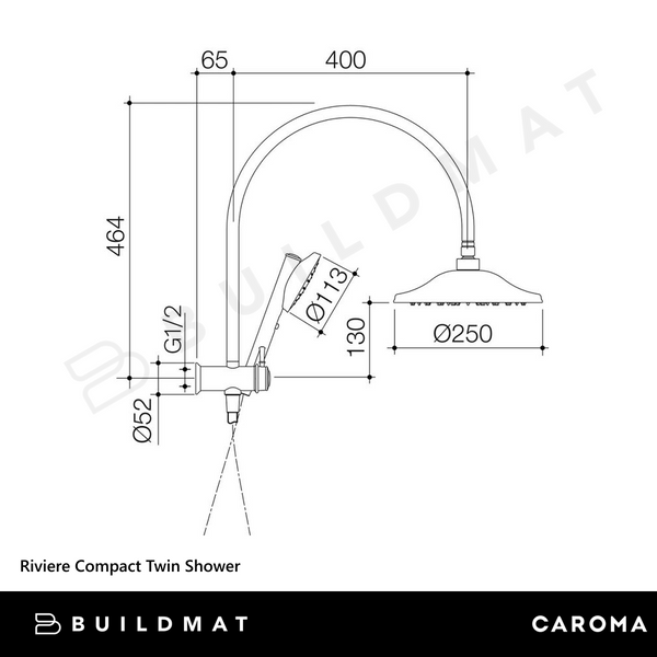Caroma Riviere Compact Twin Shower Brushed Nickel