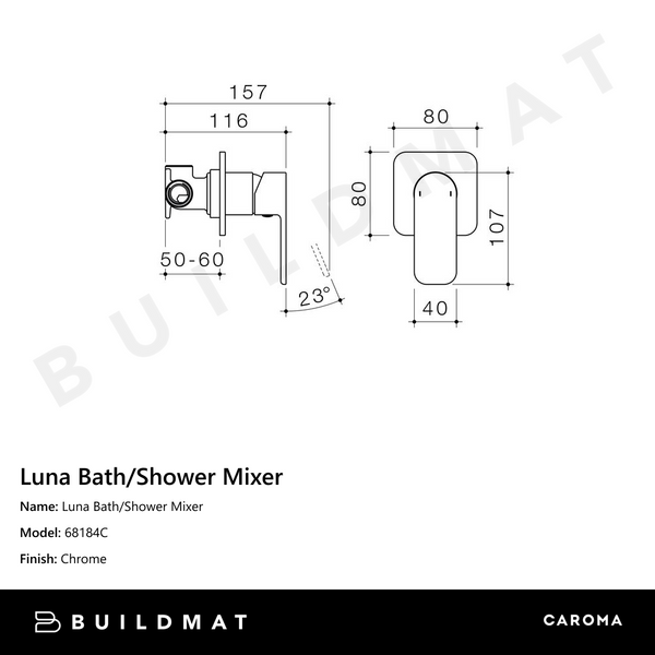 Caroma Luna Chrome Bath Mixer or Shower Mixer