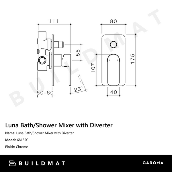 Caroma Luna Bath/Shower Mixer with Diverter