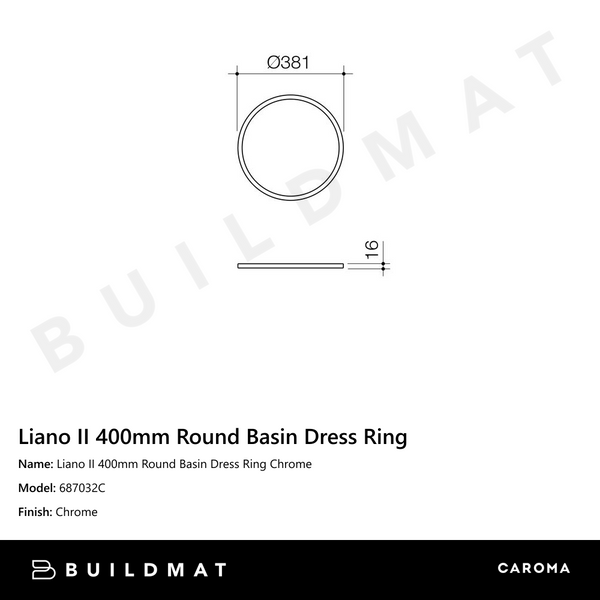 Caroma Liano II 400mm Round Basin Dress Ring Chrome