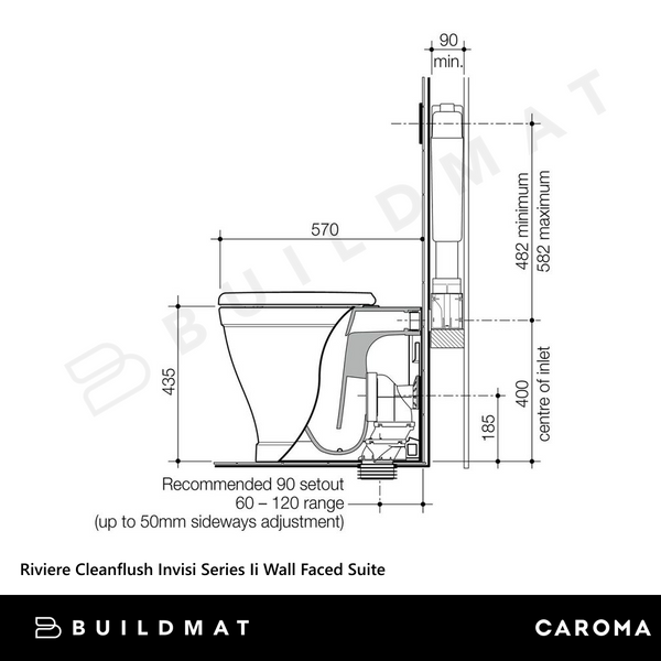 Caroma Riviere Cleanflush Invisi Series II Wall Faced Suite White