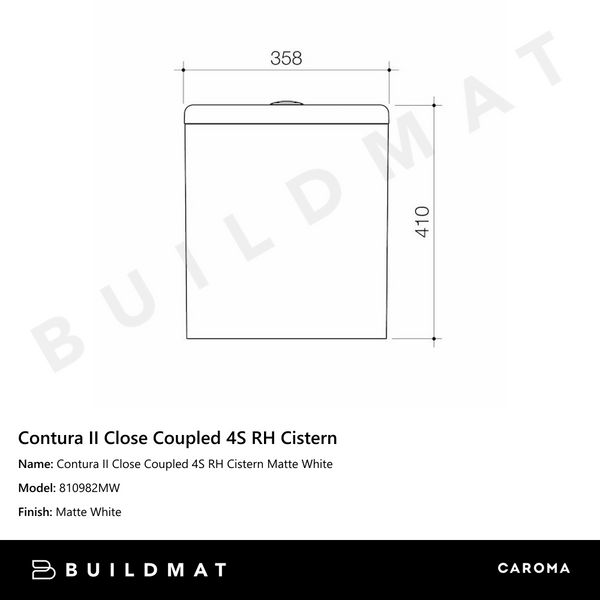 Caroma Contura II Close Coupled 4S RH Cistern Matte White