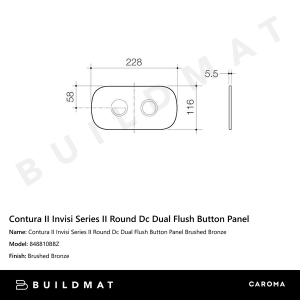 Caroma Contura II Invisi Series II Round Dc Dual Flush Button Panel Brushed Bronze