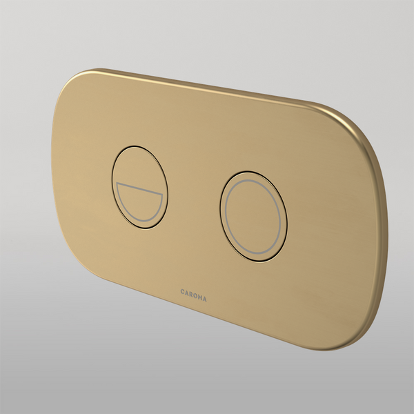 Caroma Contura II Invisi Series II Round Dc Dual Flush Button Panel Brushed Brass