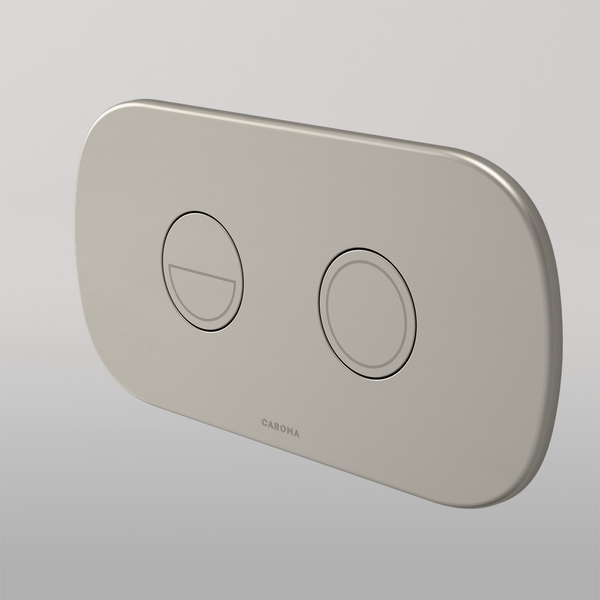 Caroma Contura II Invisi Series II Round Dc Dual Flush Button Panel Brushed Nickel