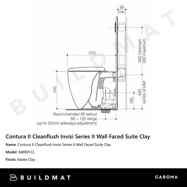 Caroma Contura II Cleanflush Invisi Series II Wall Faced Suite Clay