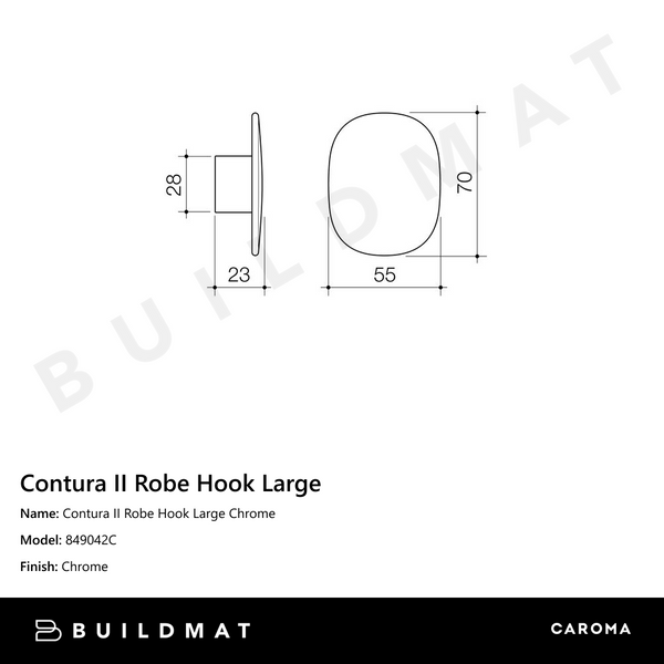 Caroma Contura II Robe Hook Large Chrome