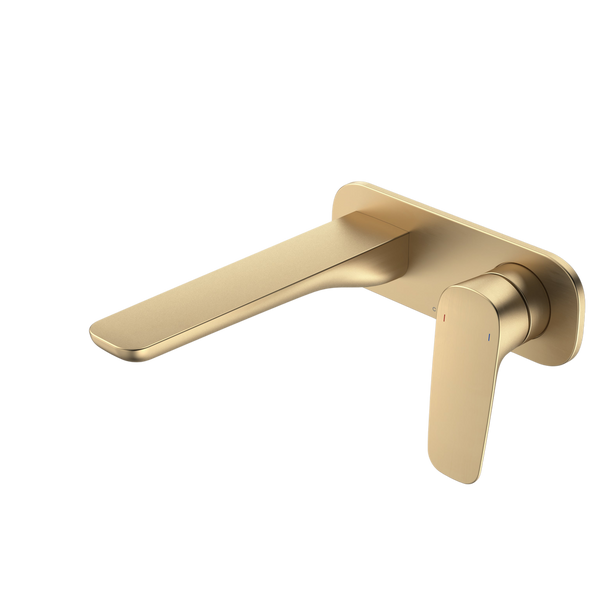 Caroma Contura II Wall Basin/Bath Mixer 180mm Brushed Brass
