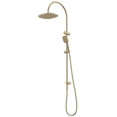 Caroma Contura II Rail Shower with Overhead Brushed Brass