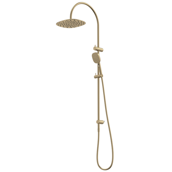 Caroma Contura II Rail Shower with Overhead Brushed Brass
