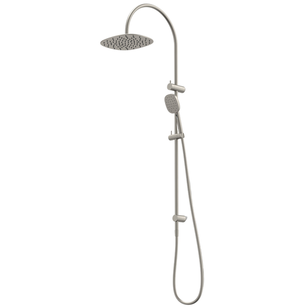 Caroma Contura II Rail Shower with Overhead Brushed Nickel
