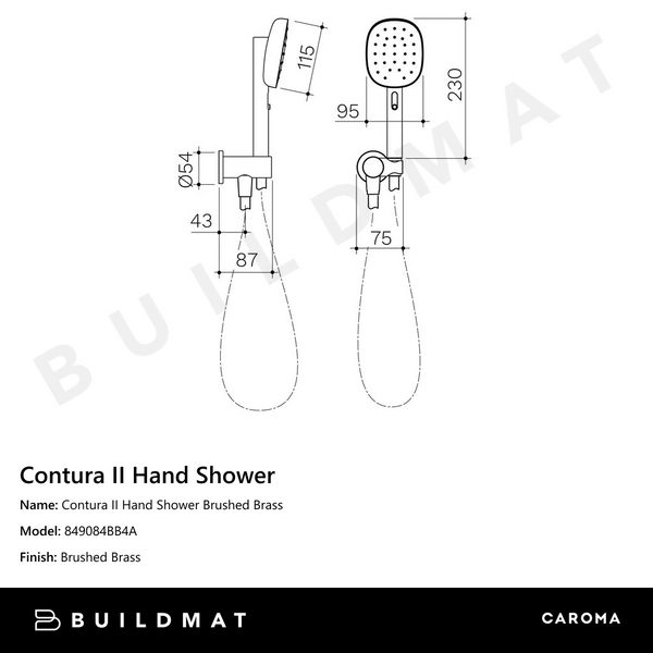 Caroma Contura II Hand Shower Brushed Brass